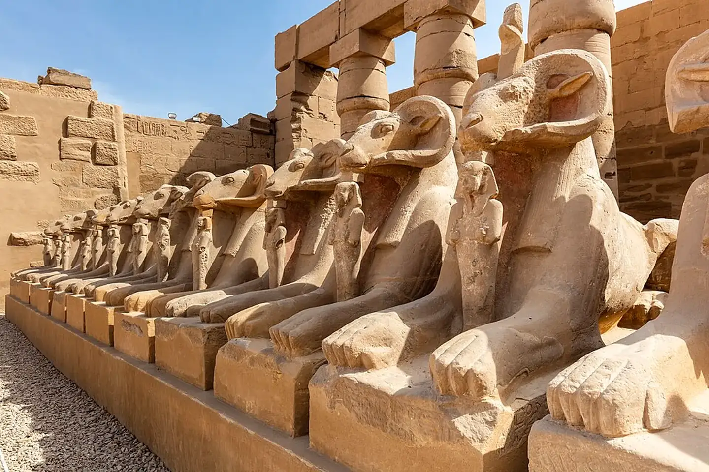 The Avenue of Sphinxes at Karnak Temple in Luxor, Egypt