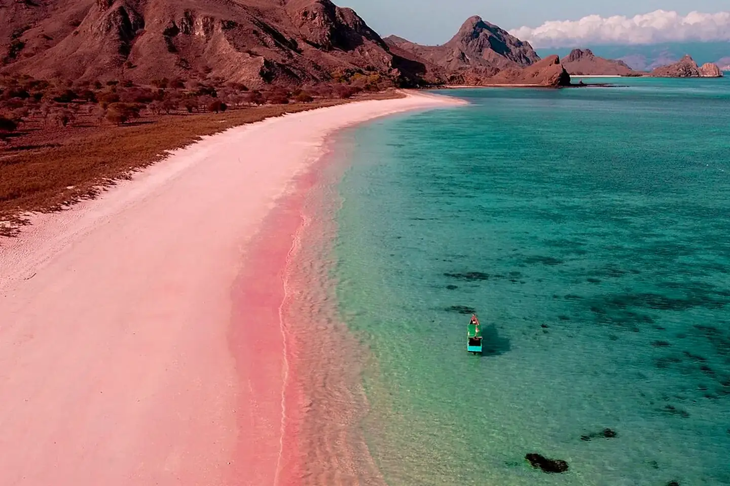 Pink Beach on Padar Island in Komodo National Park, Indonesia