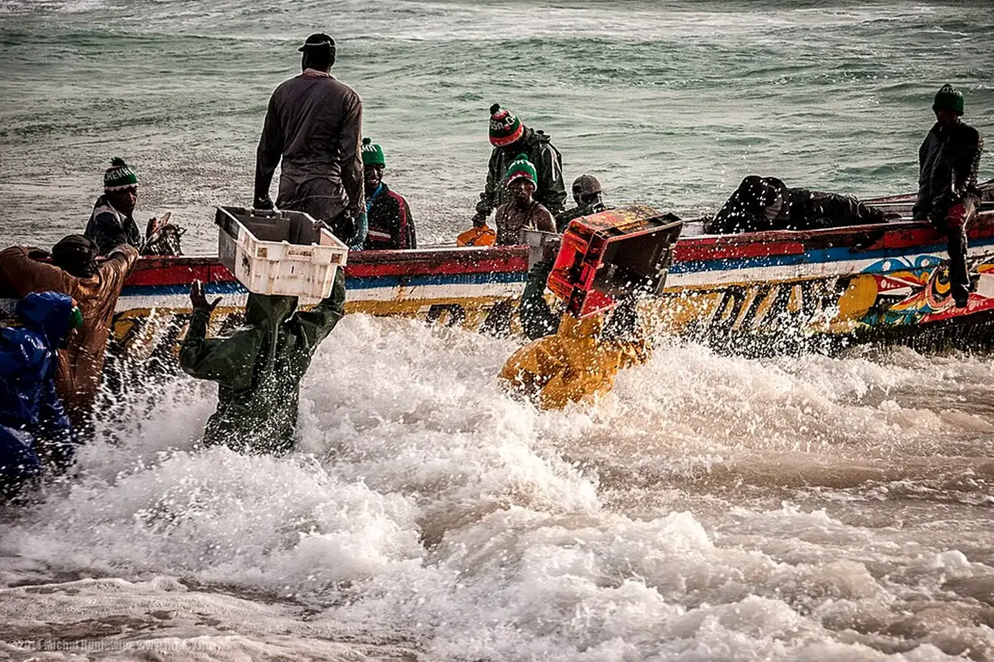 Fishermen landing the day’s catch at Port de Pêche in Nouakchott, Mauritania