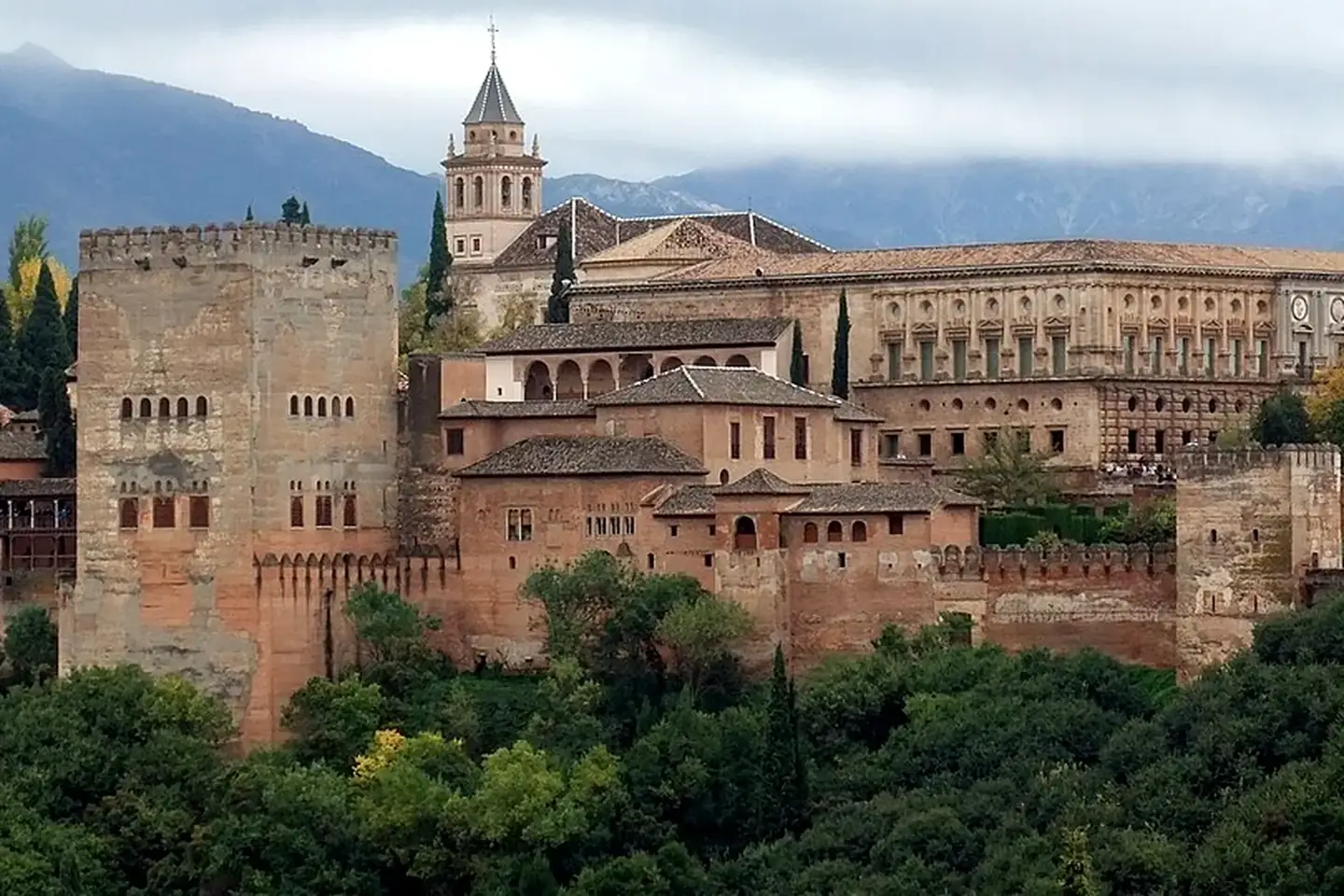 A panoramic view of the Alhambra in Granada, Spain