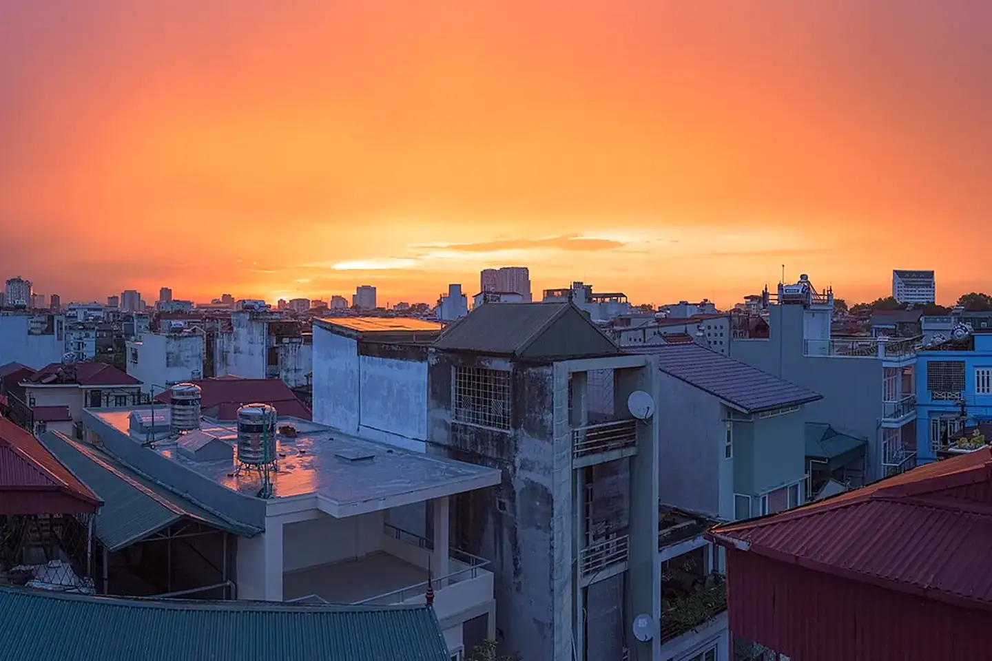 Sunset over Hanoi After the Rain in Hanoi, Vietnam